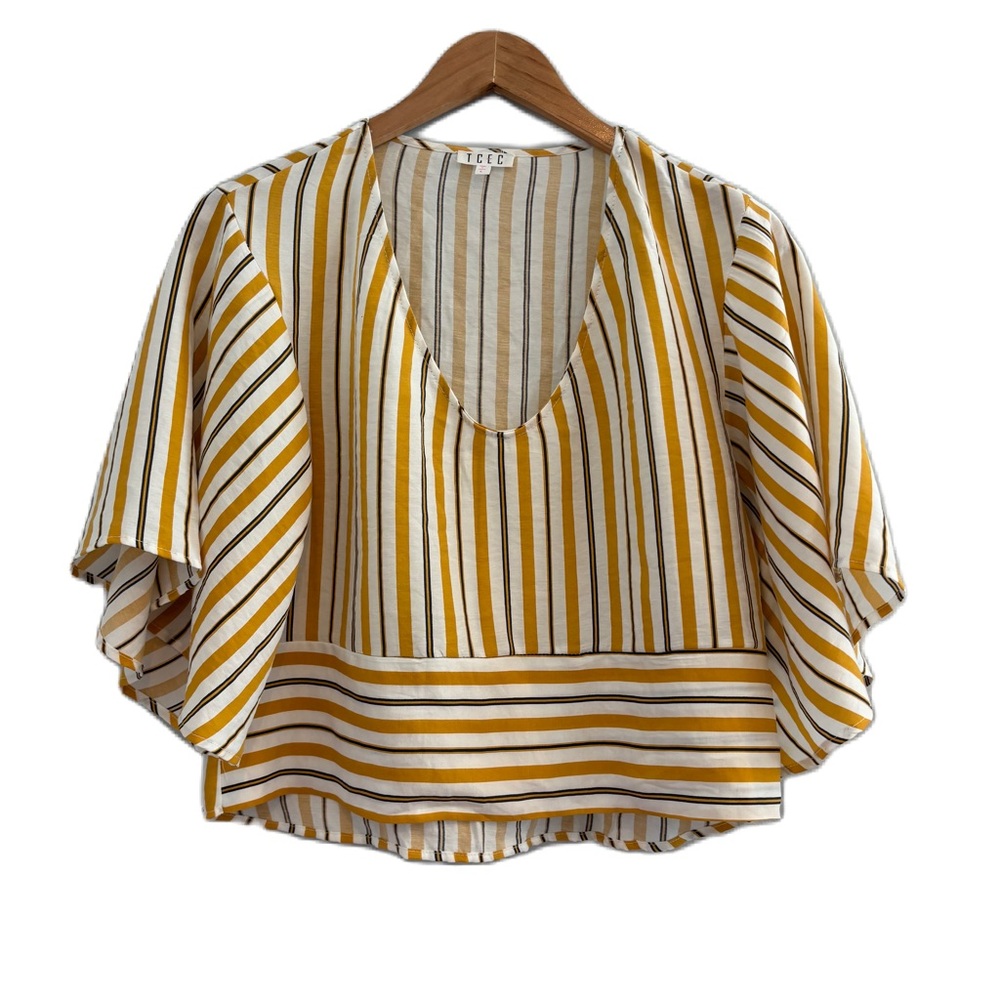 TCEC Flowy Crop Striped Top Size Large